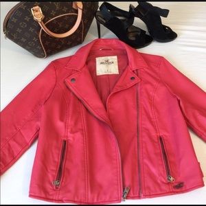 Coral pink Hollister faux leather jacket